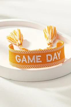 Online Dear-Lover GAME DAY Embroidered Woven Tassel Decor Bracelet Ginger