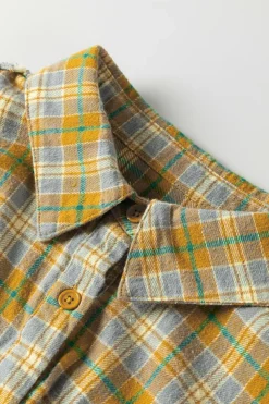 Best Dear-Lover Plaid Embroidery Patch Button-Down Shacket Ginger