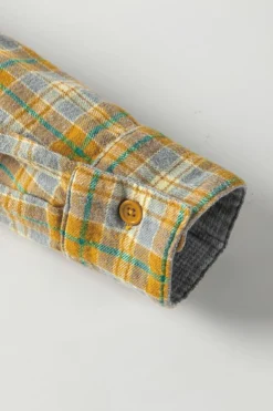 Best Dear-Lover Plaid Embroidery Patch Button-Down Shacket Ginger