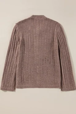 New Dear-Lover Cut Out Textured Knit Buttoned Cardigan Goat