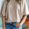 Outlet Dear-Lover Half Lantern Sleeve Solid Colour Pullover Top Goat