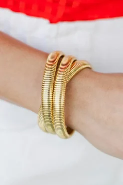 Sale Dear-Lover 3 Layers Plated Chunky Alloy Bangle Gold