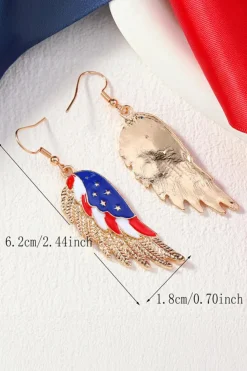 Best Dear-Lover American Flag Wing Shape Plated Alloy Hook Earrings Gold