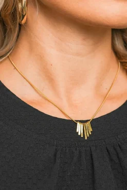 Sale Dear-Lover Asymmetric Bar Pendant Plated Alloy Necklace Gold