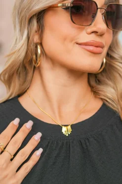 Sale Dear-Lover Asymmetric Bar Pendant Plated Alloy Necklace Gold