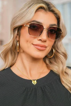 Sale Dear-Lover Asymmetric Bar Pendant Plated Alloy Necklace Gold