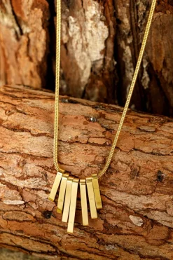 Sale Dear-Lover Asymmetric Bar Pendant Plated Alloy Necklace Gold