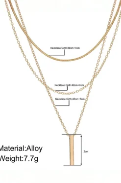 Clearance Dear-Lover Bar Pendant Layered Adjustable Chain Necklace Gold