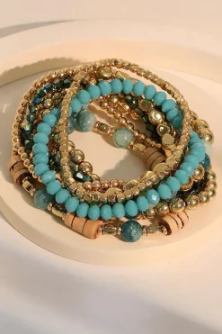 Sale Dear-Lover Boho Beaded Multi Layer Elastic Bracelet Set Gold