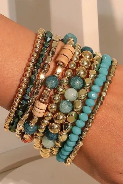 Sale Dear-Lover Boho Beaded Multi Layer Elastic Bracelet Set Gold