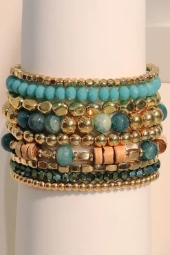 Sale Dear-Lover Boho Beaded Multi Layer Elastic Bracelet Set Gold