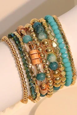 Sale Dear-Lover Boho Beaded Multi Layer Elastic Bracelet Set Gold