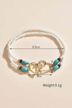 Outlet Dear-Lover Boho Heart Shape Turquoise Beaded Stretch Anklet Gold