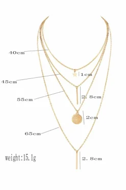 Sale Dear-Lover Boho Multi-layered Star Pendant Plated Necklace Gold