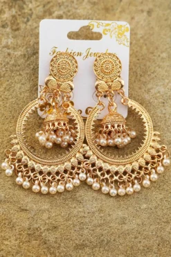 Best Dear-Lover Boho Pearl Tasseled Plated Alloy Dangle Earrings Gold