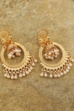 Best Dear-Lover Boho Pearl Tasseled Plated Alloy Dangle Earrings Gold