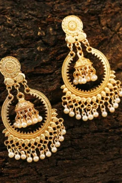 Best Dear-Lover Boho Pearl Tasseled Plated Alloy Dangle Earrings Gold