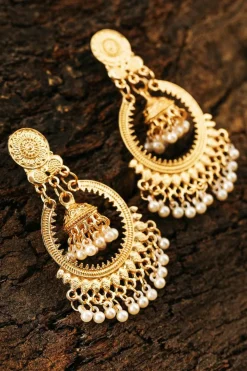 Best Dear-Lover Boho Pearl Tasseled Plated Alloy Dangle Earrings Gold