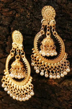 Best Dear-Lover Boho Pearl Tasseled Plated Alloy Dangle Earrings Gold
