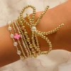 Discount Dear-Lover Bow Knot Pearl Decor Beaded Plated Layered Bracelet Gold