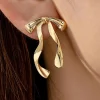 Discount Dear-Lover Bow Knot Plated Alloy Stud Earrings Gold