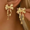 Outlet Dear-Lover Bow Knot Plated Alloy Stud Earrings Gold