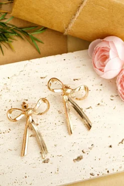 Best Dear-Lover Bow Knot Plated Alloy Stud Earrings Gold