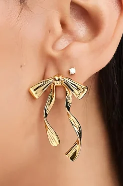 Discount Dear-Lover Bow Knot Plated Alloy Stud Earrings Gold