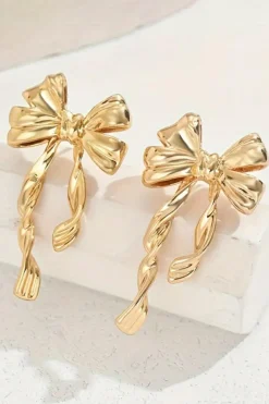 Outlet Dear-Lover Bow Knot Plated Alloy Stud Earrings Gold