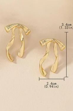 Discount Dear-Lover Bow Knot Plated Alloy Stud Earrings Gold