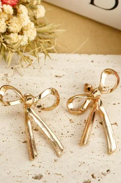 Best Dear-Lover Bow Knot Plated Alloy Stud Earrings Gold