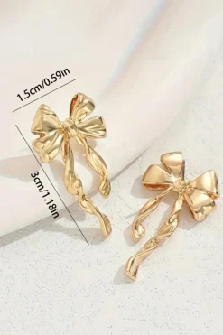 Outlet Dear-Lover Bow Knot Plated Alloy Stud Earrings Gold
