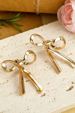 Best Dear-Lover Bow Knot Plated Alloy Stud Earrings Gold