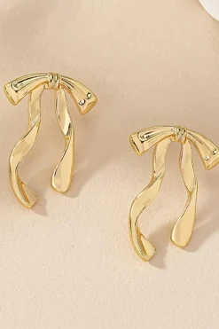 Discount Dear-Lover Bow Knot Plated Alloy Stud Earrings Gold