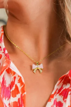 New Dear-Lover Bow Knot Rhinestone Plated Choker Necklace Gold
