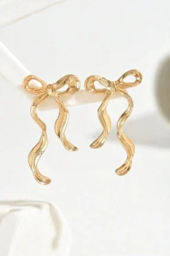 Best Dear-Lover Bow Knot Shape Plated Alloy Stud Earrings Gold