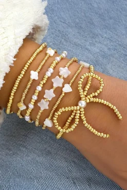 Outlet Dear-Lover Bow Knot Star Heart Beaded Multi Layer Bracelet Gold