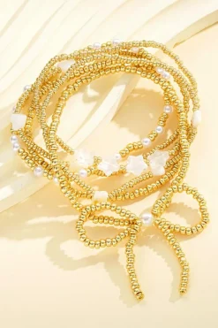 Outlet Dear-Lover Bow Knot Star Heart Beaded Multi Layer Bracelet Gold