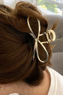 Discount Dear-Lover Bowknot Shape Claw Clip Gold