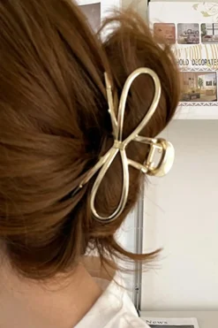 Discount Dear-Lover Bowknot Shape Claw Clip Gold