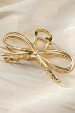 Discount Dear-Lover Bowknot Shape Claw Clip Gold
