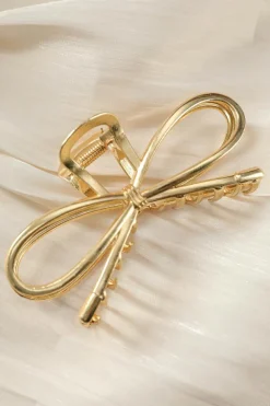 Discount Dear-Lover Bowknot Shape Claw Clip Gold