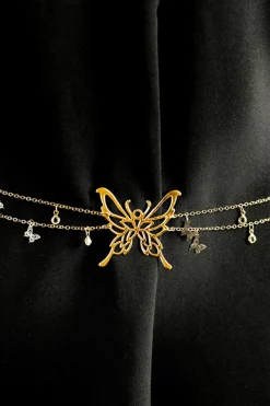 Outlet Dear-Lover Butterfly Decor Tassel Plate Alloy Layered Waist Chain Gold