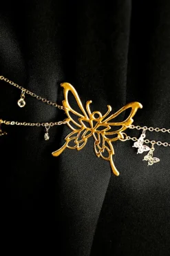 Outlet Dear-Lover Butterfly Decor Tassel Plate Alloy Layered Waist Chain Gold