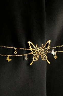 Outlet Dear-Lover Butterfly Decor Tassel Plate Alloy Layered Waist Chain Gold