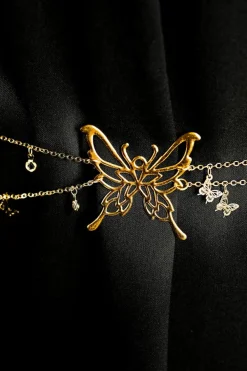 Outlet Dear-Lover Butterfly Decor Tassel Plate Alloy Layered Waist Chain Gold