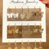 Online Dear-Lover Butterfly Heart Pendant Plated Hook Earrings Gold