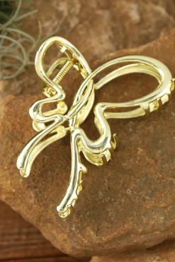 Fashion Dear-Lover Butterfly Shape Alloy Large Hair Claw Clip Gold