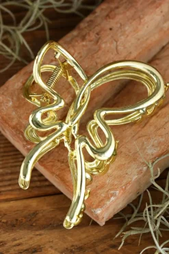 Fashion Dear-Lover Butterfly Shape Alloy Large Hair Claw Clip Gold