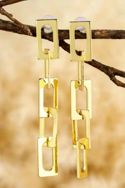 Best Dear-Lover Chain Connect Alloy Dangle Earrings Gold